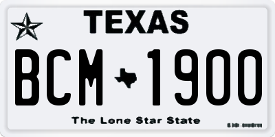 TX license plate BCM1900