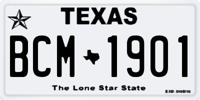 TX license plate BCM1901