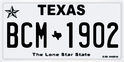 TX license plate BCM1902