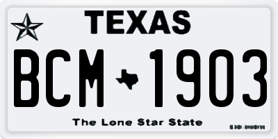TX license plate BCM1903