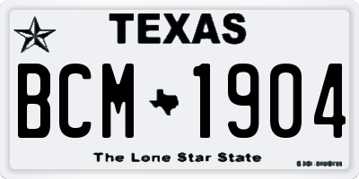 TX license plate BCM1904