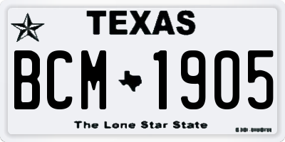 TX license plate BCM1905
