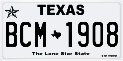 TX license plate BCM1908