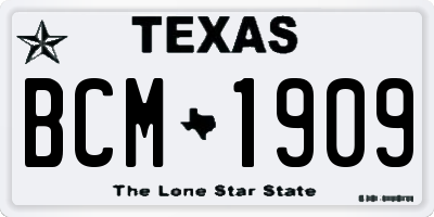 TX license plate BCM1909