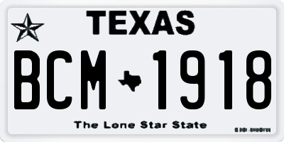 TX license plate BCM1918