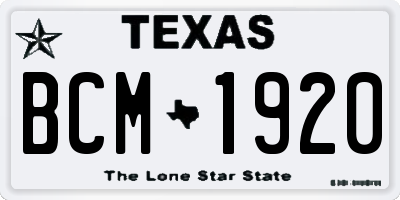 TX license plate BCM1920