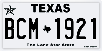 TX license plate BCM1921