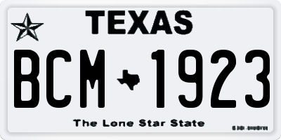 TX license plate BCM1923