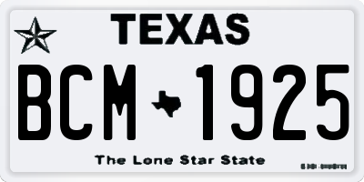 TX license plate BCM1925