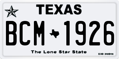 TX license plate BCM1926