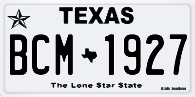 TX license plate BCM1927