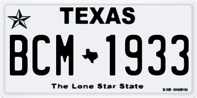 TX license plate BCM1933