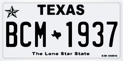 TX license plate BCM1937