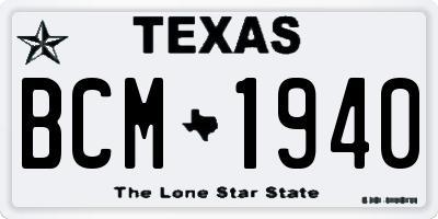 TX license plate BCM1940