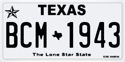 TX license plate BCM1943