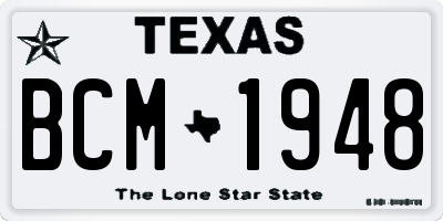 TX license plate BCM1948