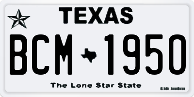 TX license plate BCM1950