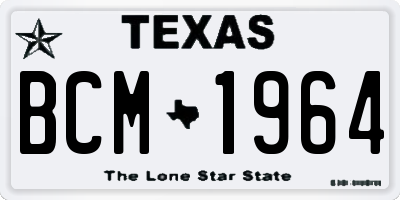 TX license plate BCM1964