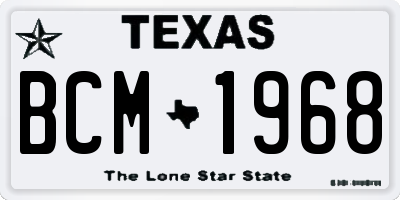 TX license plate BCM1968