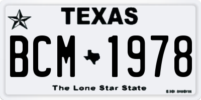 TX license plate BCM1978