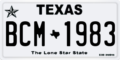 TX license plate BCM1983
