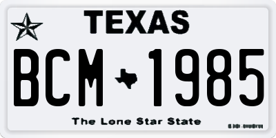 TX license plate BCM1985