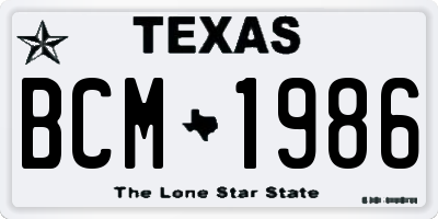 TX license plate BCM1986