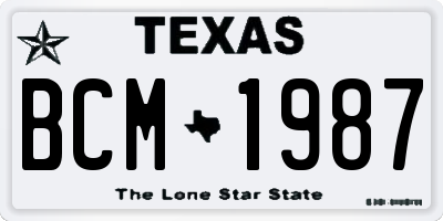 TX license plate BCM1987