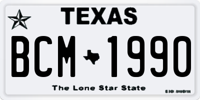 TX license plate BCM1990