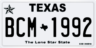 TX license plate BCM1992