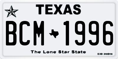 TX license plate BCM1996