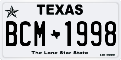 TX license plate BCM1998