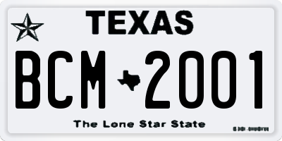 TX license plate BCM2001