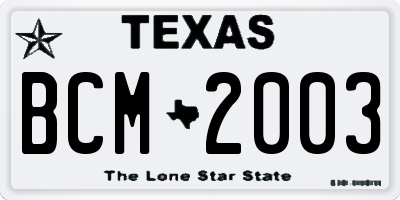 TX license plate BCM2003