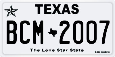 TX license plate BCM2007