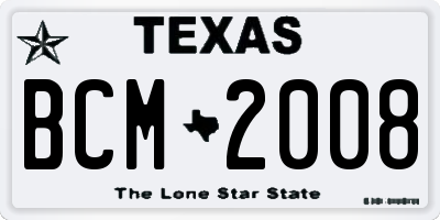 TX license plate BCM2008