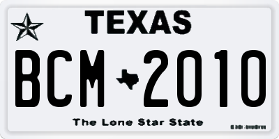 TX license plate BCM2010