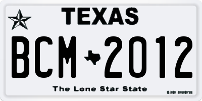 TX license plate BCM2012
