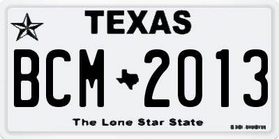 TX license plate BCM2013