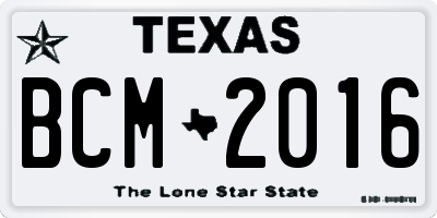 TX license plate BCM2016