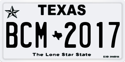 TX license plate BCM2017