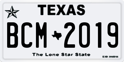 TX license plate BCM2019
