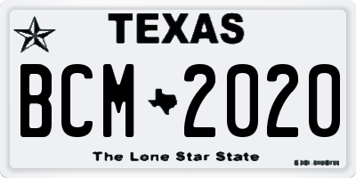 TX license plate BCM2020