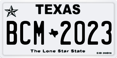 TX license plate BCM2023
