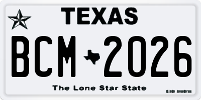 TX license plate BCM2026