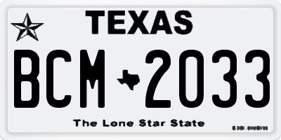 TX license plate BCM2033