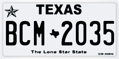 TX license plate BCM2035