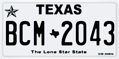 TX license plate BCM2043