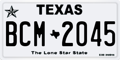 TX license plate BCM2045