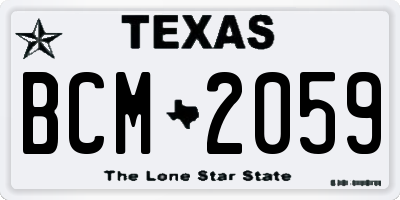 TX license plate BCM2059